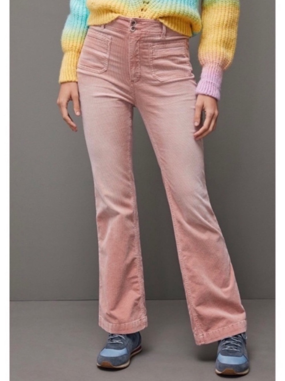 Anthropologie Pilcro Trouser Bootcut Patch Pocket High Rise Corduroy Pants 30